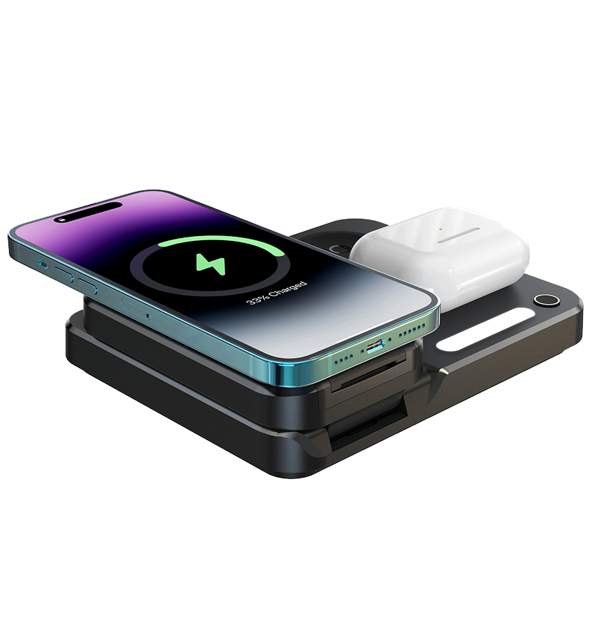 MVR Black Foldable 3 in 1 Charging Stand Universal Charger with Light - DC-2 - Image 4