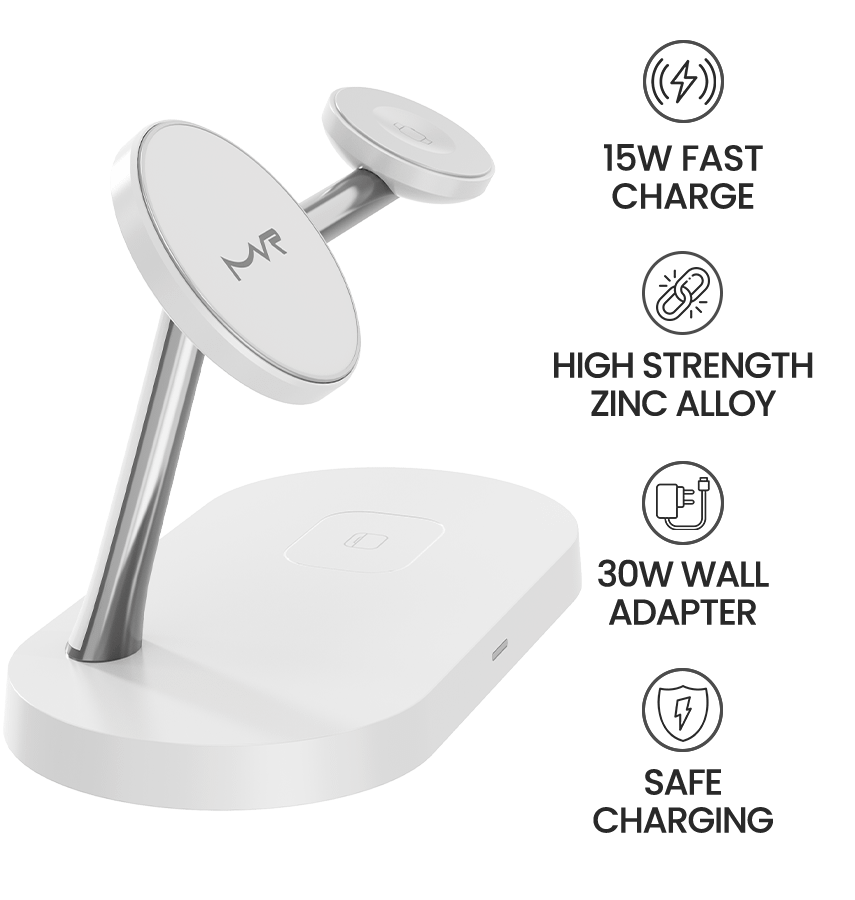 DC-3W MVR 4 in 1 Portable Multi-Device Wireless Charger - White - Image 5