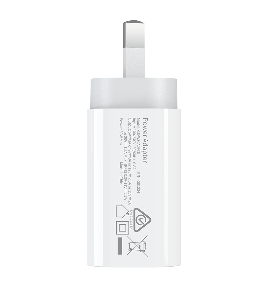 MVR 30W Wall Adapter - White | USB - C Ports, SUPPORTS PD 3.0 & QC 3.0 - Image 3