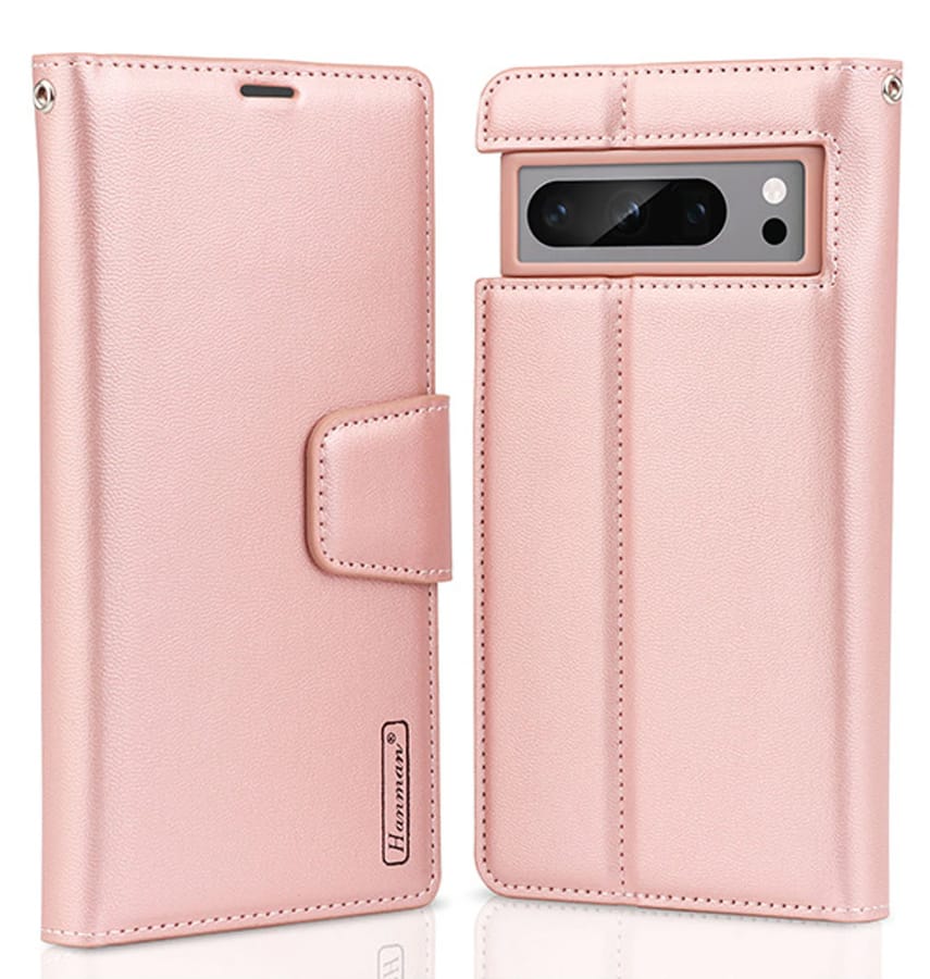 Rose Gold Hanman Diary flip wallet case for Google Pixel 8, secure and fashionable