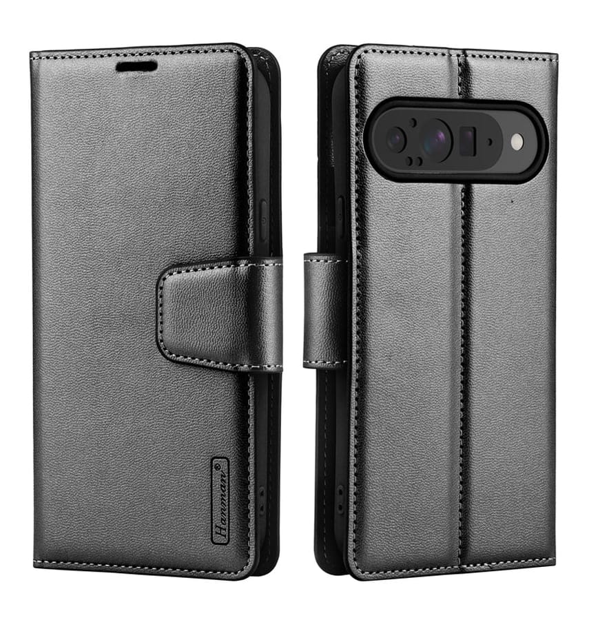 Black Hanman Diary flip wallet case for Google Pixel 9/9 Pro, elegant and protective