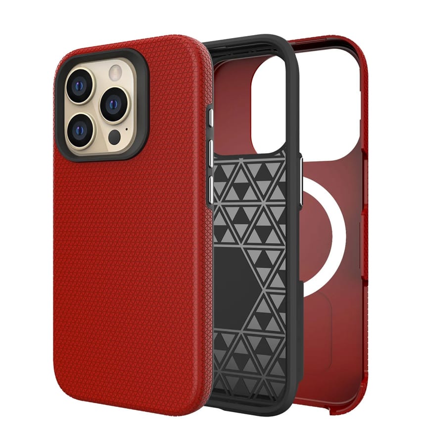 Red generic triangle back cover for iPhone 12/12 Pro, vibrant and durable design