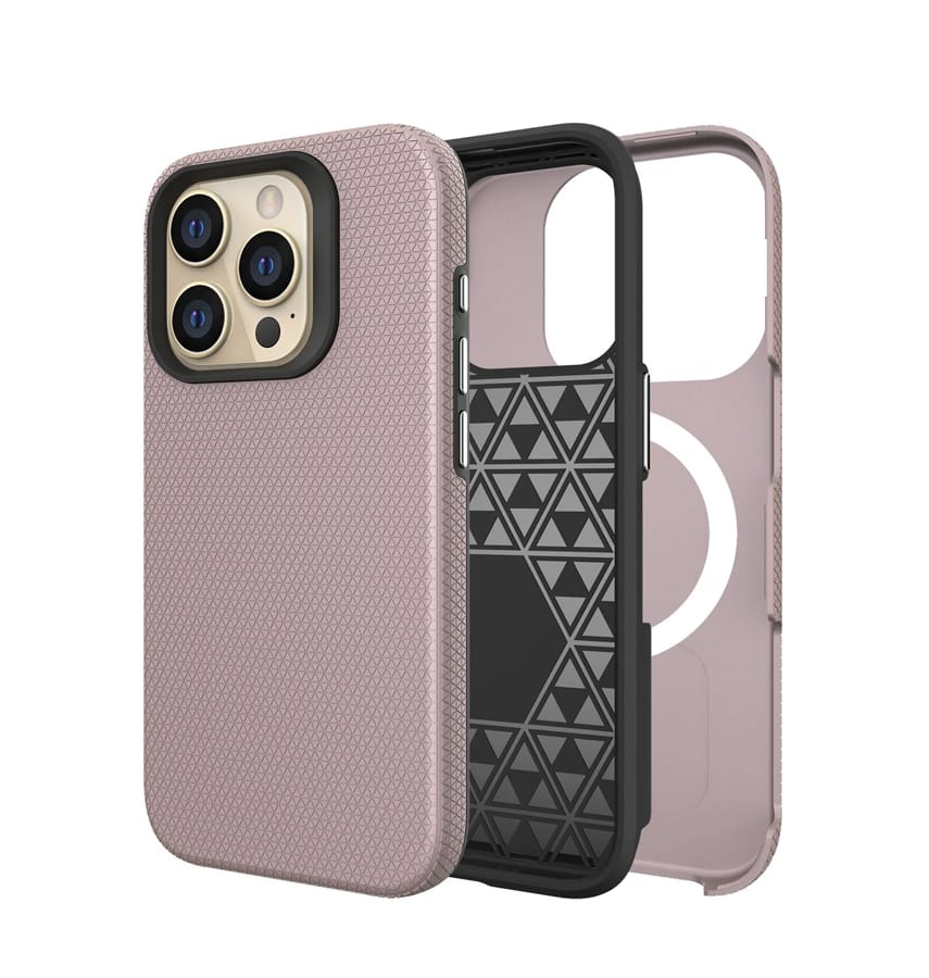Rose Gold Triangle MagSafe Back Cover for iPhone 15 Pro Max, slim and protective fit