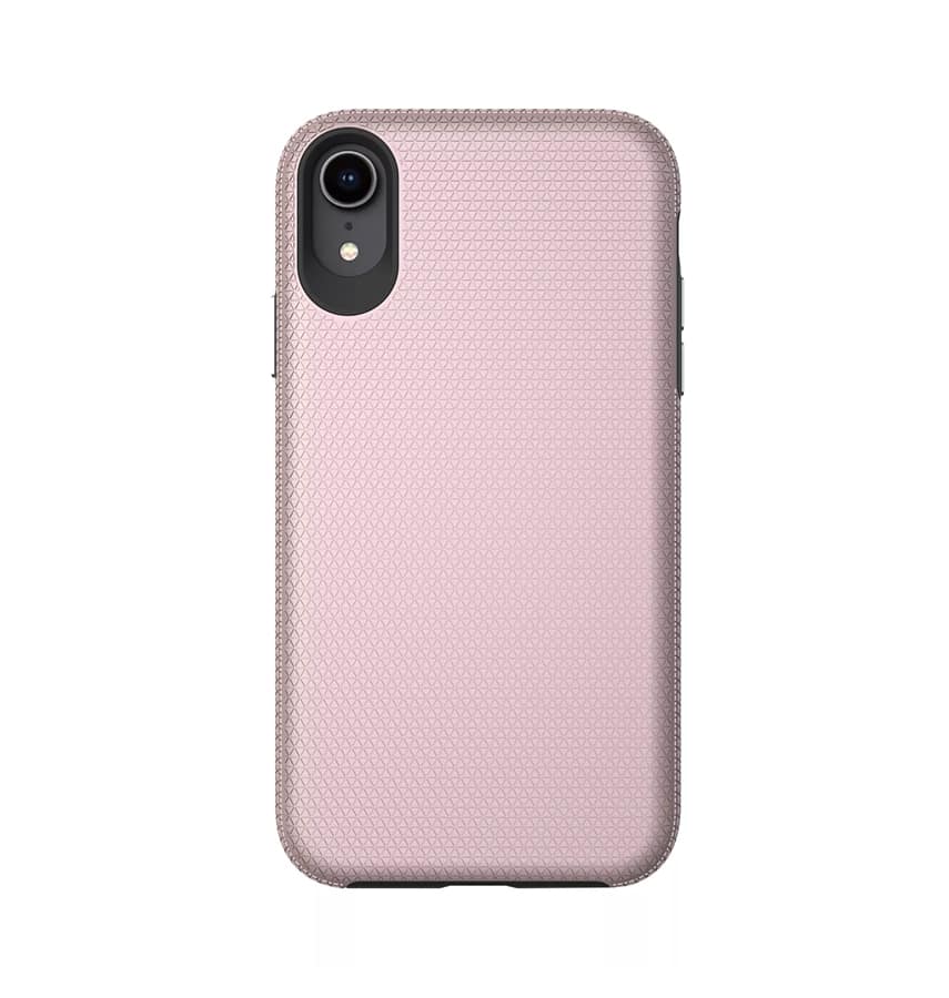 Rose gold triangle back cover for iPhone XR, stylish and protective.