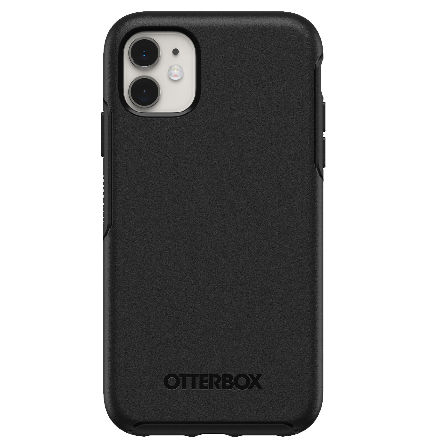 Black Otterbox Symmetry back cover for iPhone 11, slim and durable design