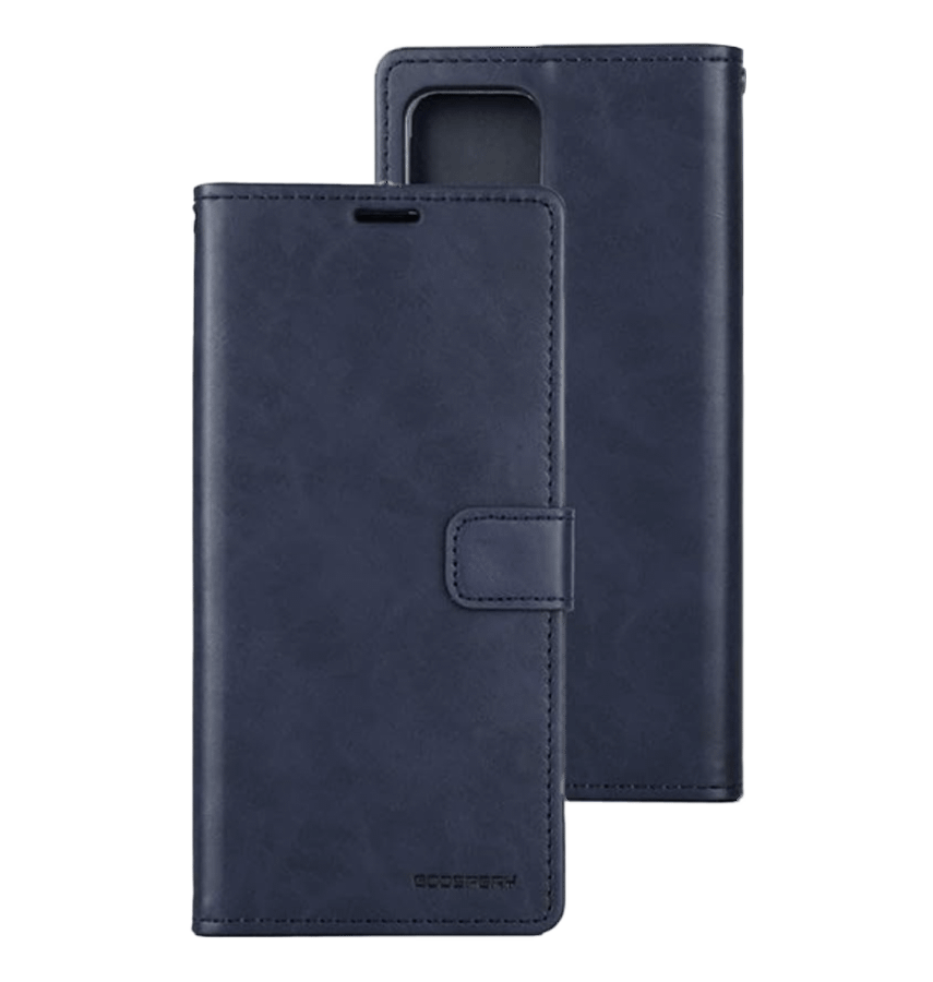 Navy Bluemoon flip wallet case for iPhone 14 Pro Max, premium and protective