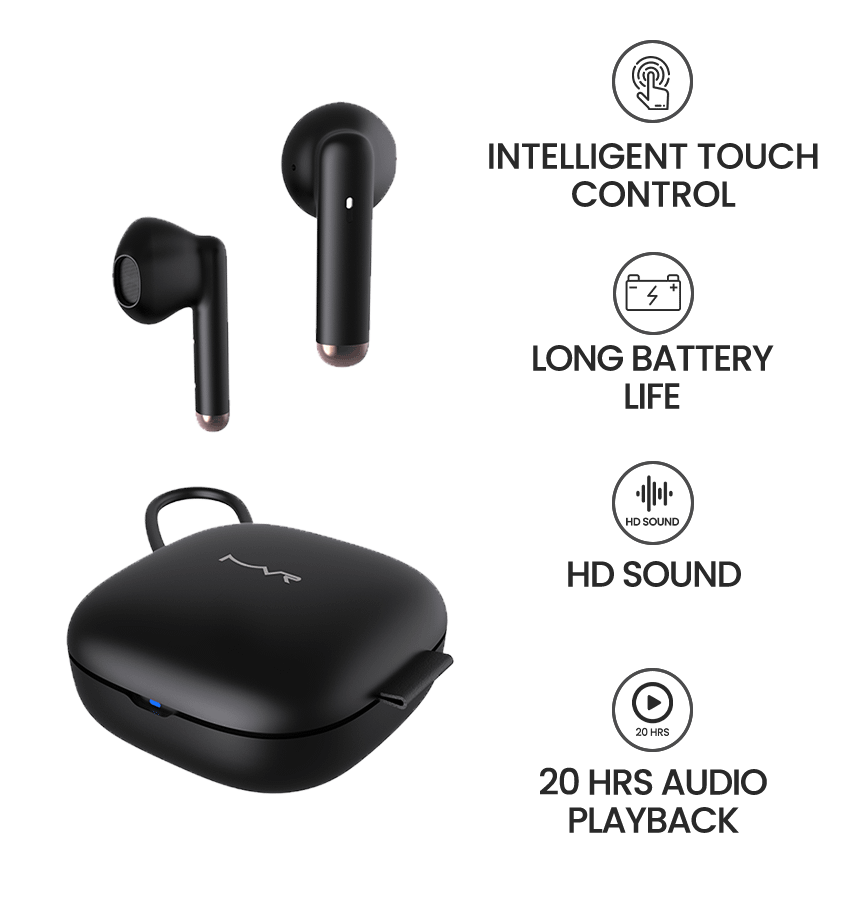 MVR Mavis Wireless Earbuds – Black | Bluetooth 5.2, 25H Playtime, Comfort – Fit & Touch Controls - Image 7