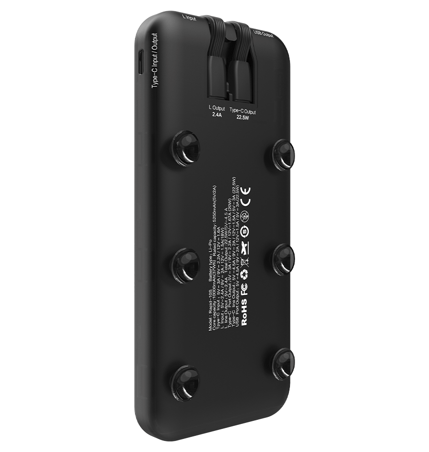 MVR Rapid 10S Power Bank - 10000mAh | 20W USB - C Fast Charging, Slim & Portable (Black) - Image 3