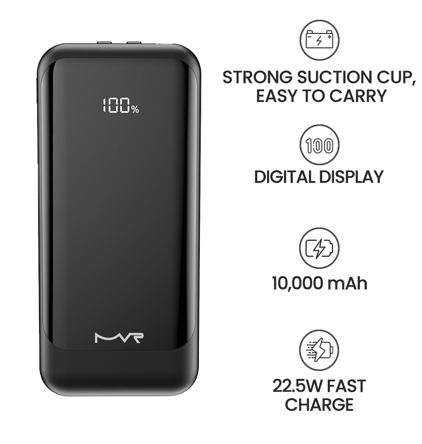 MVR Rapid 10S Power Bank - 10000mAh | 20W USB - C Fast Charging, Slim & Portable (Black) - Image 8