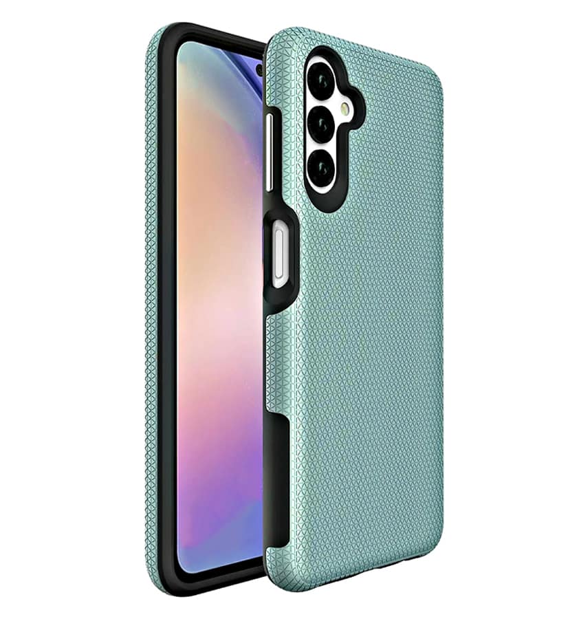 Mint-colored triangle pattern back cover for Samsung Galaxy A15, trendy and durable.