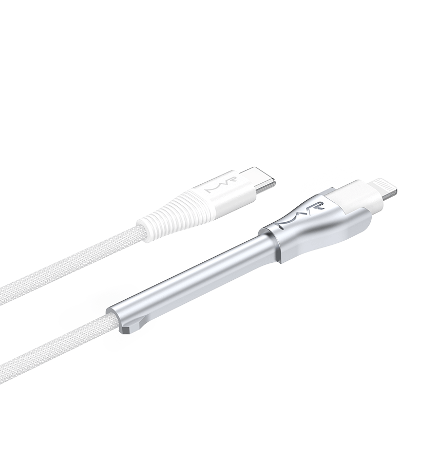 MVR Lightning Cable - White | MFi Certified 1.2m USB C, Fast Charging with Phone Stand - Image 2