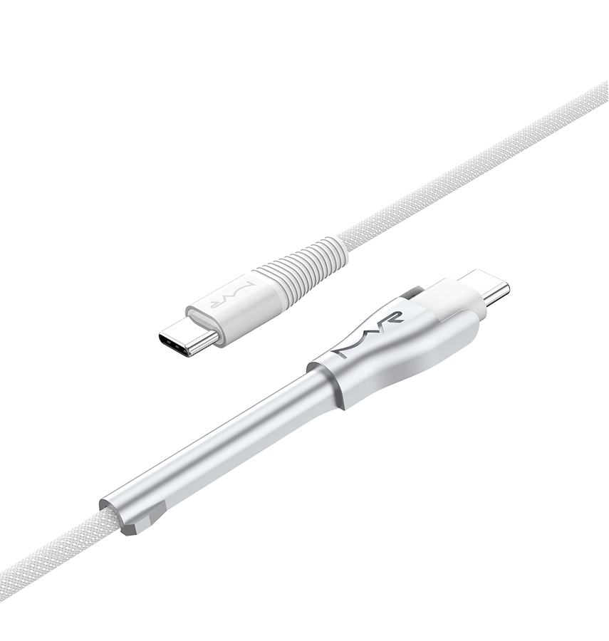 MVR 60W Nylon Braided Charging Cable - White | USB C 1.2m Multi Fast Charging Cable With Kickstand - Image 2