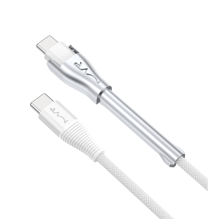 MVR 60W Nylon Braided Charging Cable - White | USB C 1.2m Multi Fast Charging Cable With Kickstand - Image 3