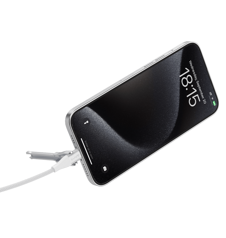 MVR 60W Nylon Braided Charging Cable - White | USB C 1.2m Multi Fast Charging Cable With Kickstand - Image 6