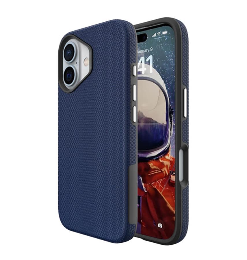 Navy Triangle MagSafe Back Cover for iPhone 16 Plus, stylish and slim design