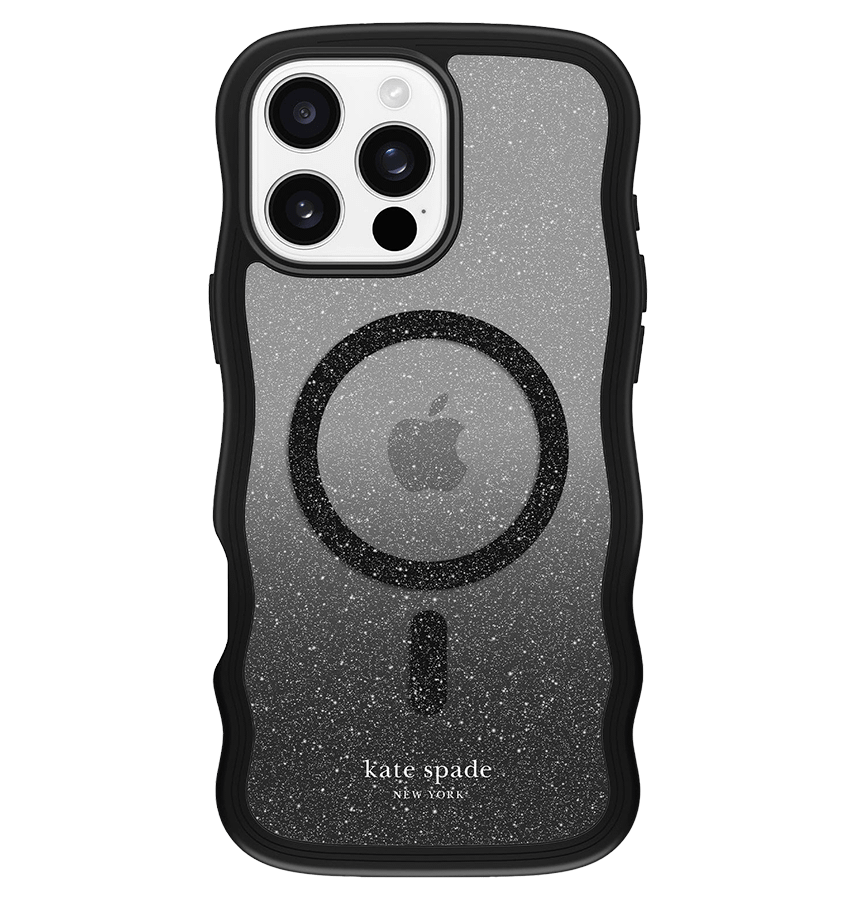 Black Wavy MagSafe Back Cover for iPhone 16 Pro, stylish and secure