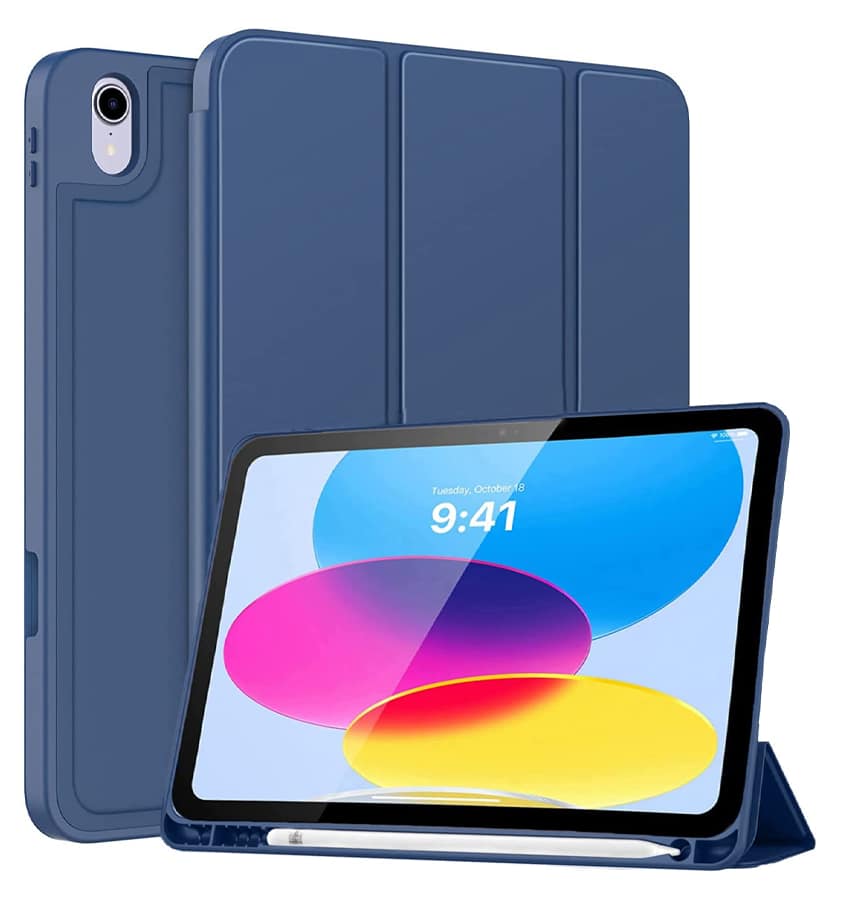 Navy Canvas Smart case with pen slot for iPad 10.9 10th Gen, sleek and secure fit