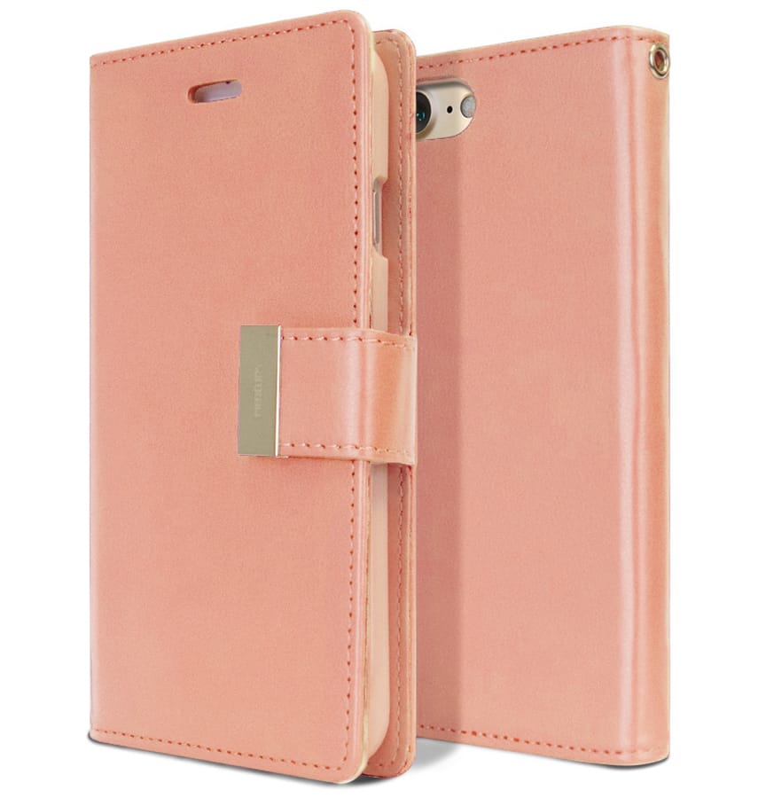 Rose gold Mercury Rich Diary back cover for iPhone 7/8/SE2, elegant and durable.
