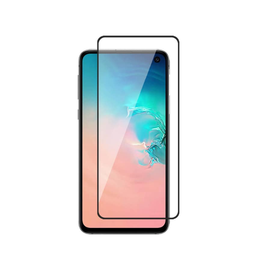 Clear/black edge-to-edge tempered glass protector for Samsung Galaxy S10