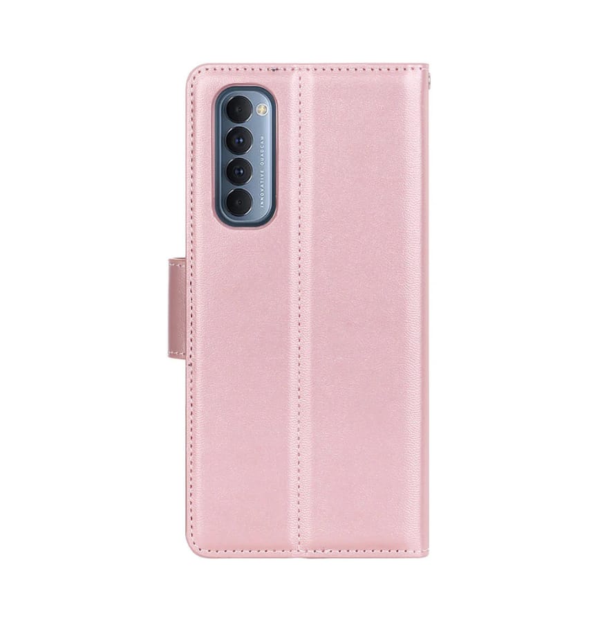 Rose gold Hanman flip wallet case with clasp for Samsung Galaxy A25, chic protection.