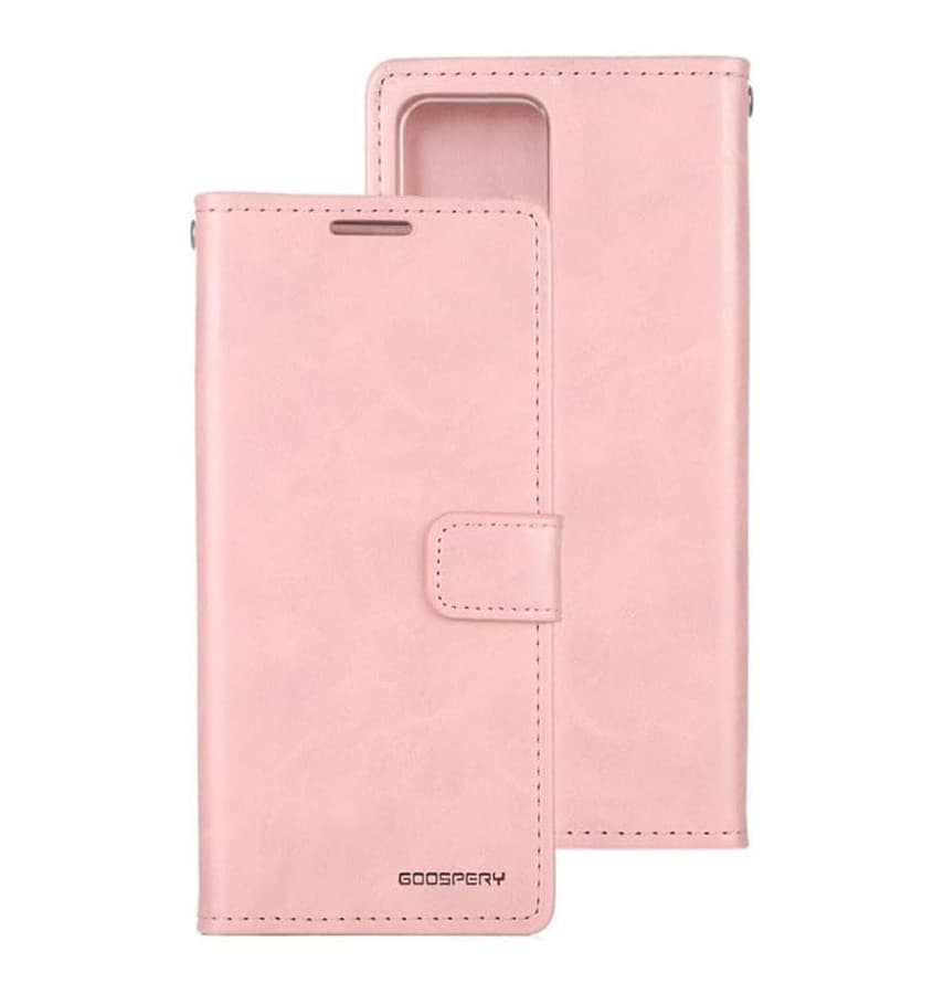Rose Gold Mercury Bluemoon Diary Flip Wallet Case for iPhone 15 Pro Max, elegant design