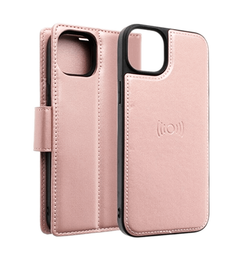 Rose Gold Hanman magnetic leather flip wallet case for iPhone 13/14/15/16e, premium and secure