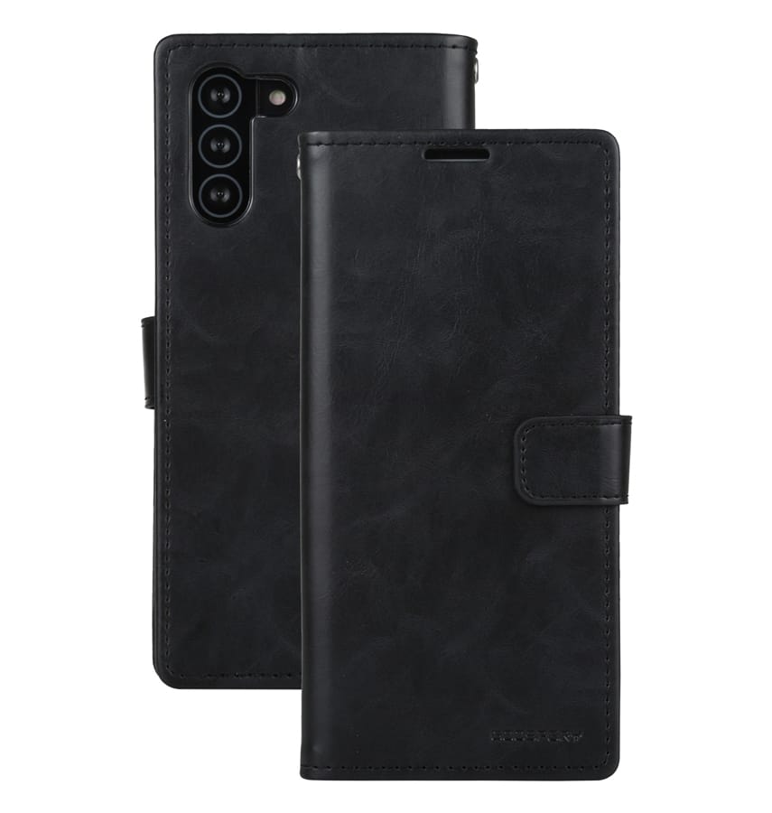 Black wallet flip cover by Mercury Bluemoon for Galaxy S21
