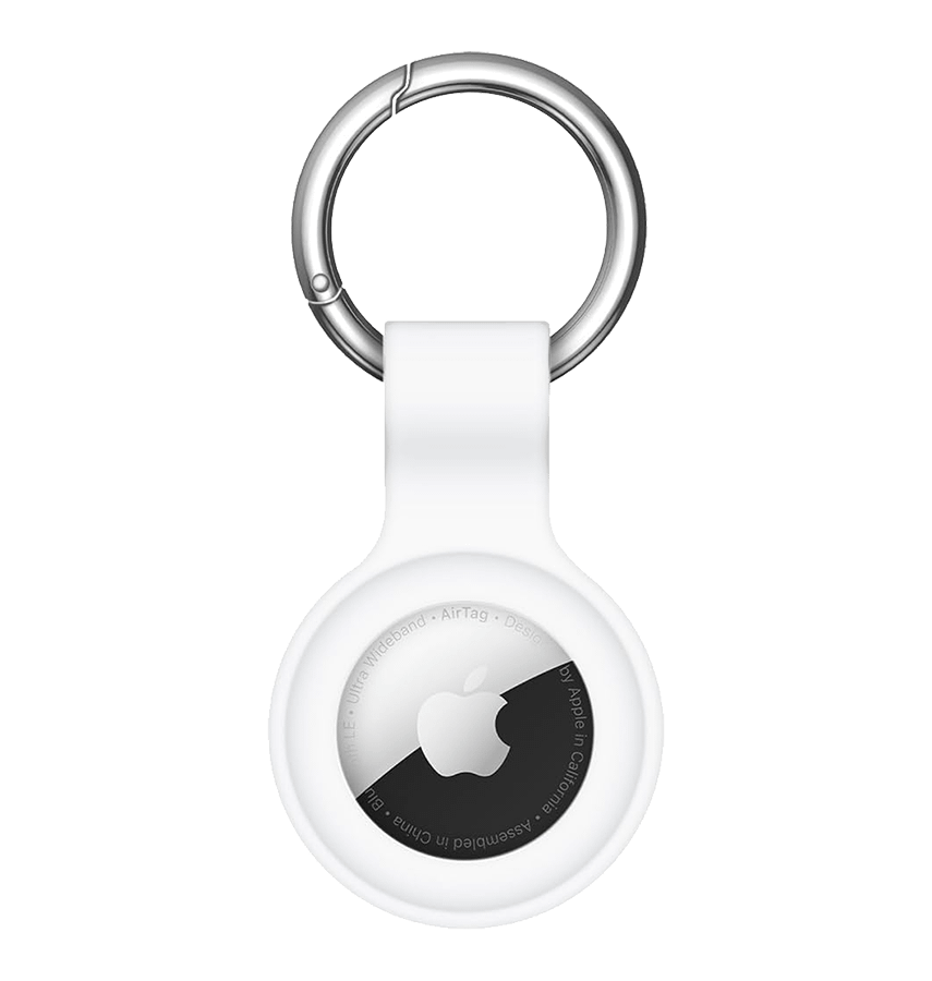 AirTag silicon case with keyring, white, protect your AirTag in style with easy attachment