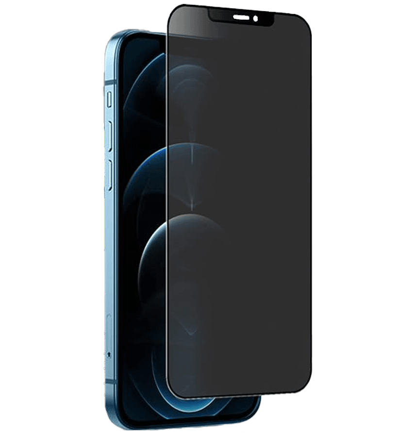 Black generic privacy tempered glass for iPhone 12 Pro Max, secure and private screen protection