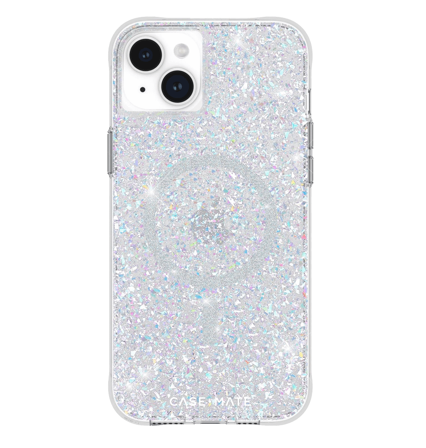 Iridescent Case-Mate Twinkle MagSafe Back Cover for iPhone 15 Plus, glamorous and protective.
