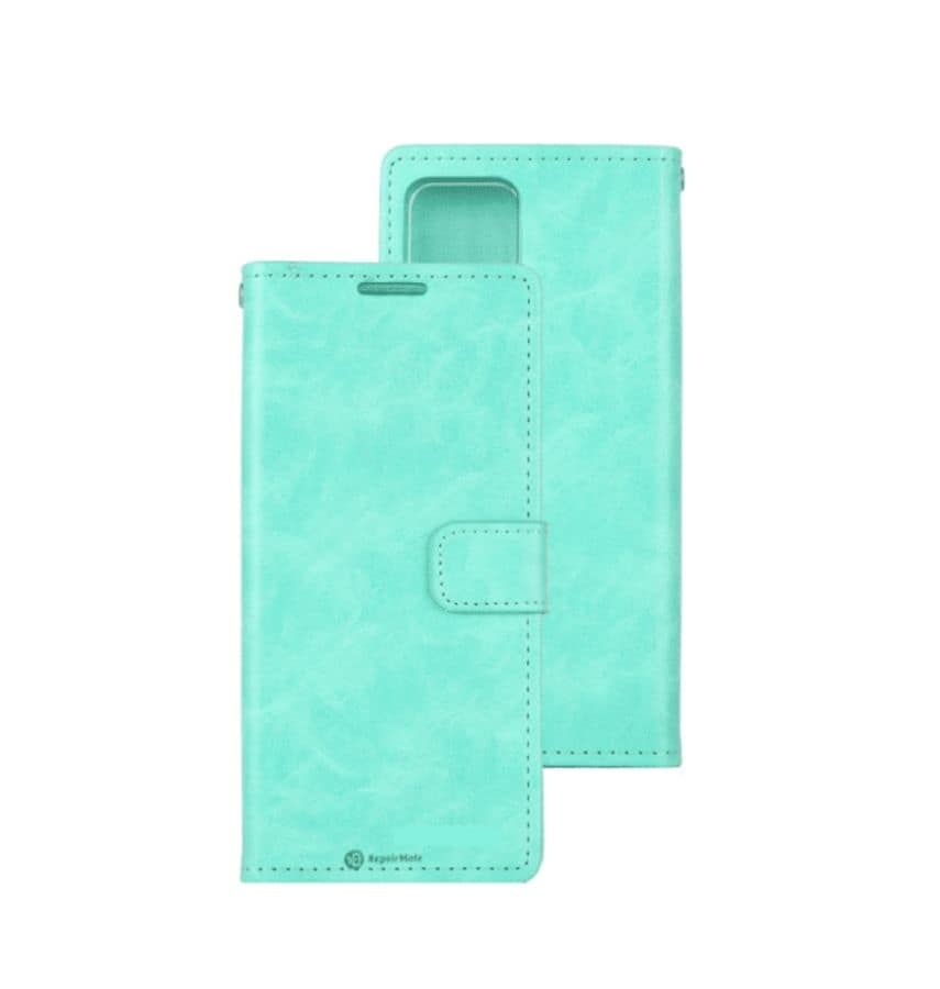 Mint Mercury Bluemoon Diary Flip Wallet Case for iPhone 15 Plus, fresh and stylish protection