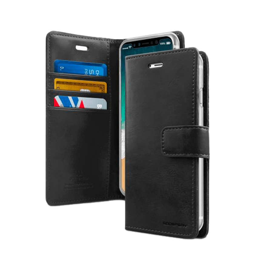 Black Bluemoon Mercury Diary Flip Wallet Case for iPhone 16 Pro Max, elegant