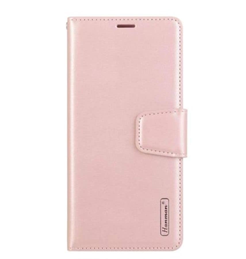 Rose gold Hanman wallet case with clasp for Samsung Galaxy S23 FE