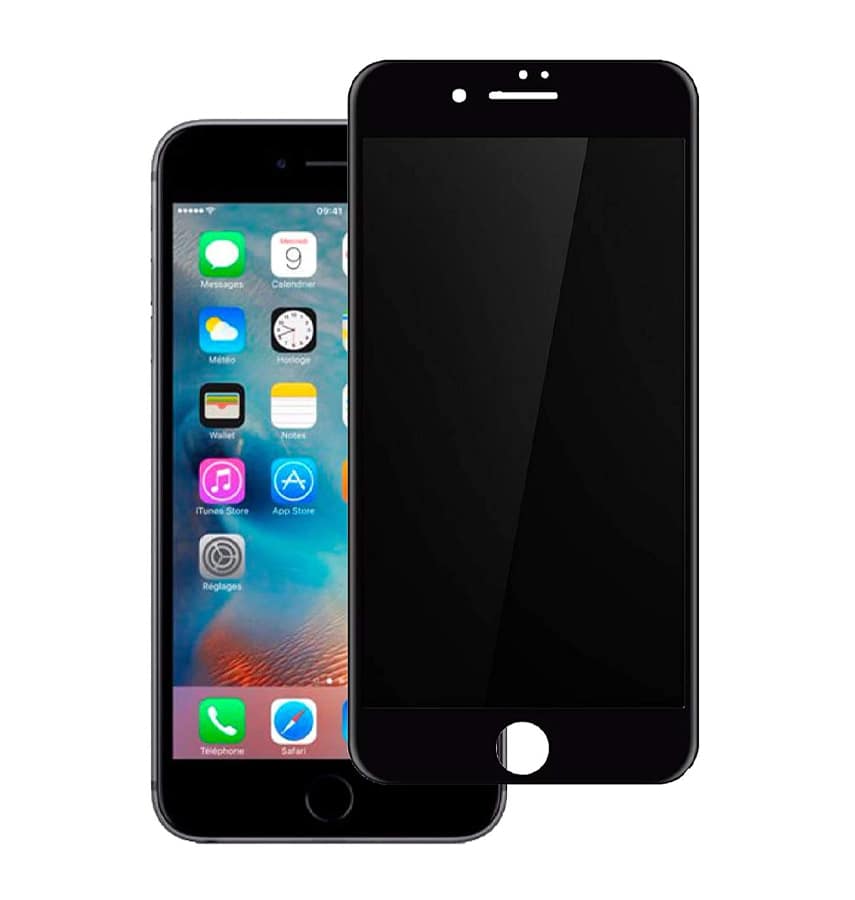 Black privacy tempered glass for iPhone 7/8/SE2, protects screen from prying eyes.