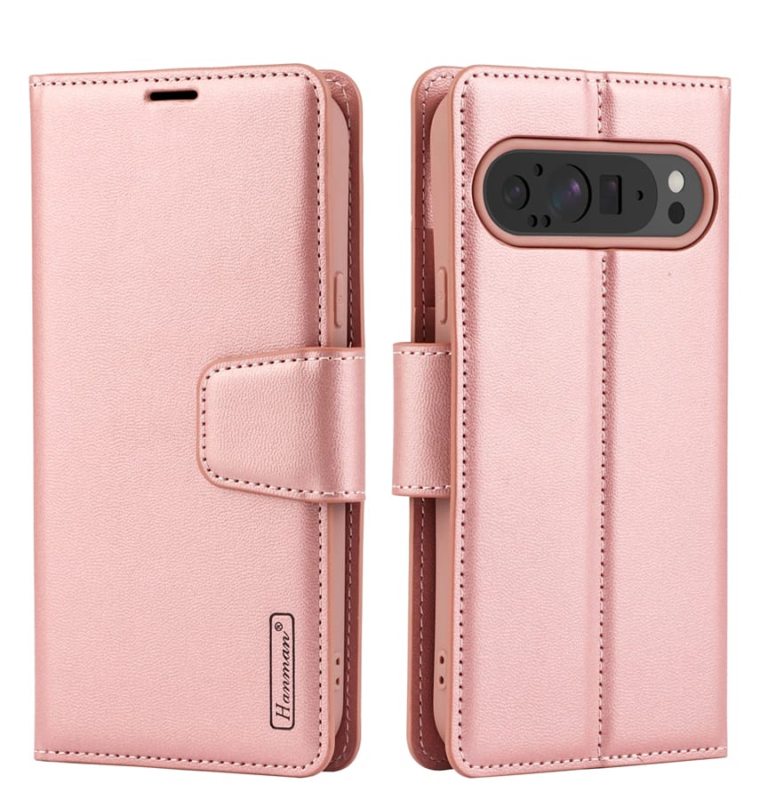 Rose Gold Hanman Diary flip wallet case for Google Pixel 9 Pro XL, stylish and secure