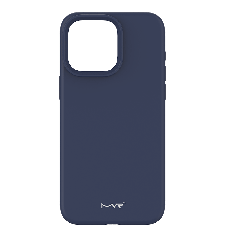 Navy MVR Liquid Silicone Back Cover for iPhone 15 Pro, sleek and flexible fit