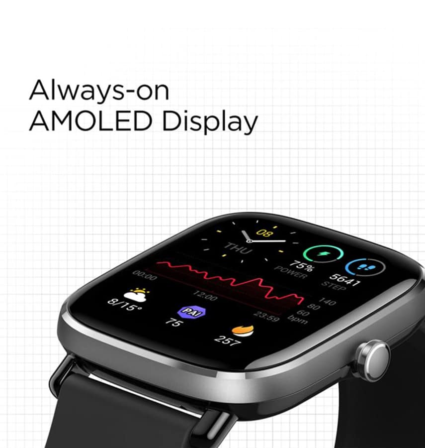 Amazfit GTS Smartwatch – Black | GTS Series, 1.65″ AMOLED Display, 14-Day Battery, GPS, Heart Rate & Sleep Tracking - Image 3