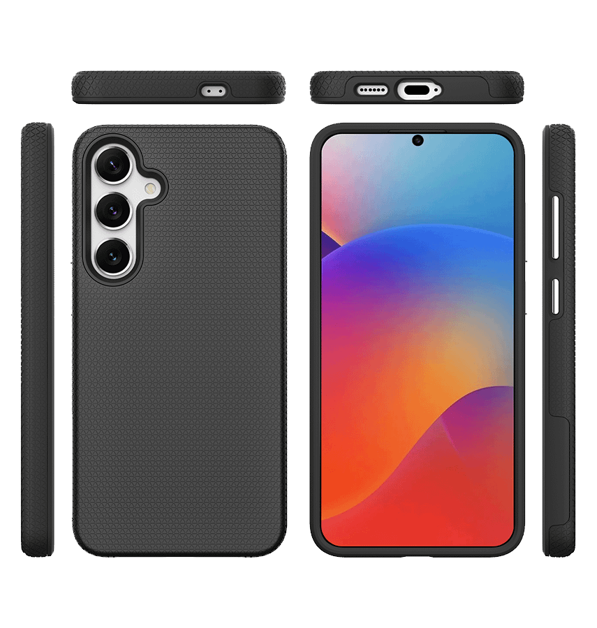 Samsung Galaxy S25 Plus MagSafe Case - Black | Triangle Texture Rugged Shockproof Cover - Image 3