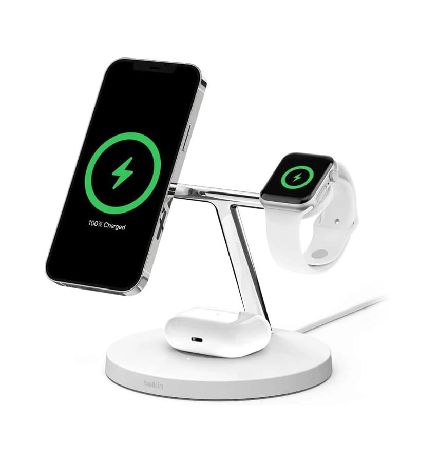 Belkin 15W 3 in 1Magsafe Magnetic Wireless Charger GÇô White
