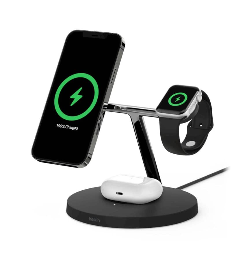 Belkin BoostCharge 3 in 1 GÇô Magnetic USB-C 15W Fast W MAGSAFE Wireless Charger GÇô Black