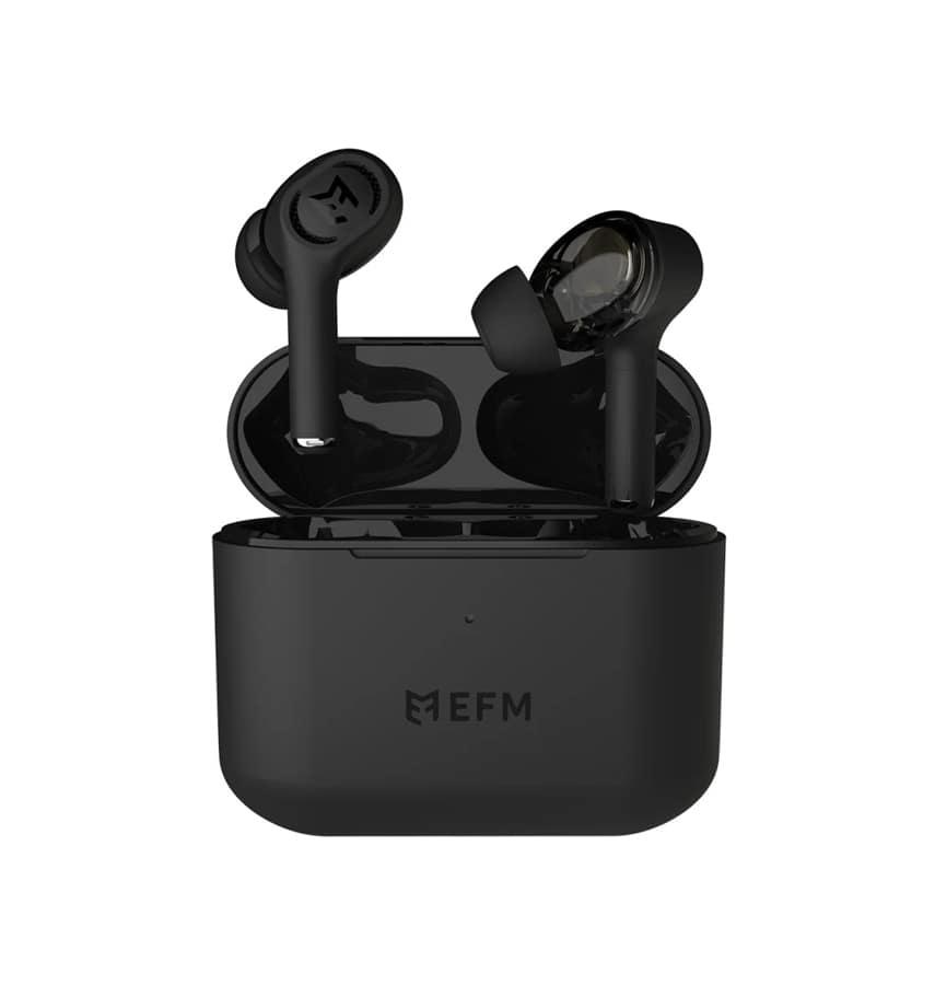 EFM TWS Atlanta W/Dual Drivers Earbuds with Wirelless Charging - Black
