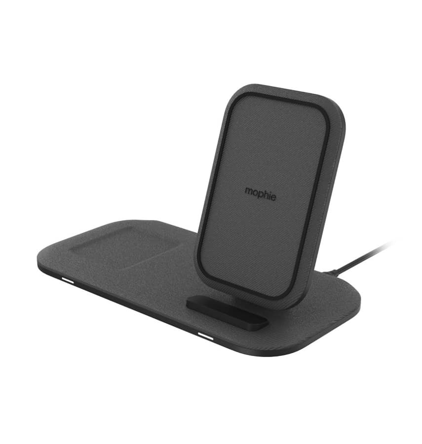Mophie Universal Wireless Charging Stand+ Wireless Charging Stand and pad with USB-A Port.
