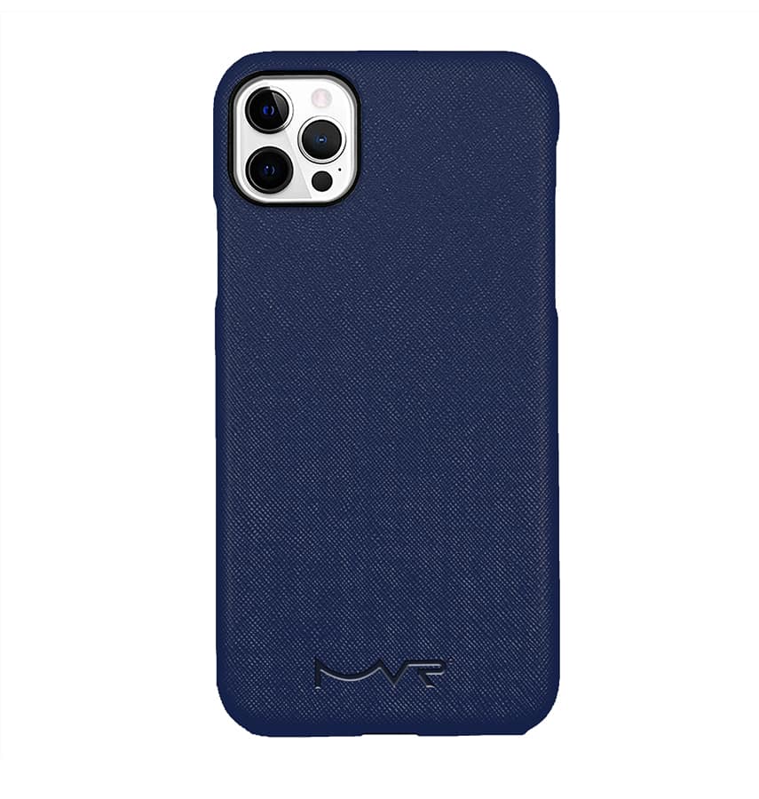 iPhone 12/12pro Premium MVR Saffiano Magsafe Leather Cover | Slim Protective Phone Case - Navy Blue