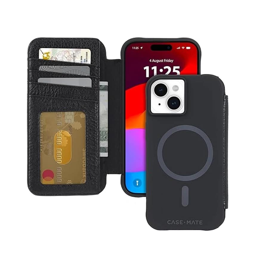 IPHONE 15 CASE-MATE WALLET FOLIO MAGSAFE CASE BLACK