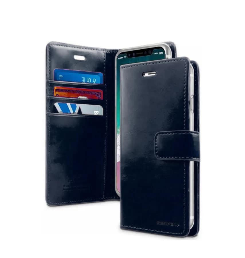 Mercury Universal Flip Case GÇô Size L Navy Blue Diary Cover with Card Pockets & Stand Function