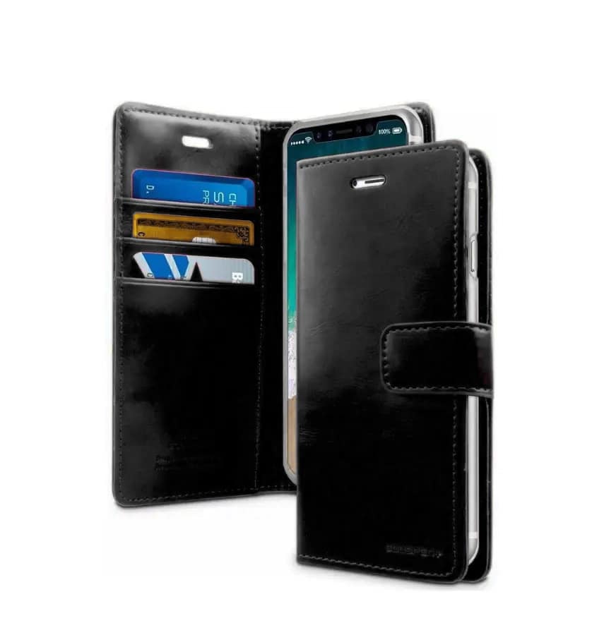 Mercury Universal Flip Case – Size L black Diary Cover with Card Pockets & Stand Function