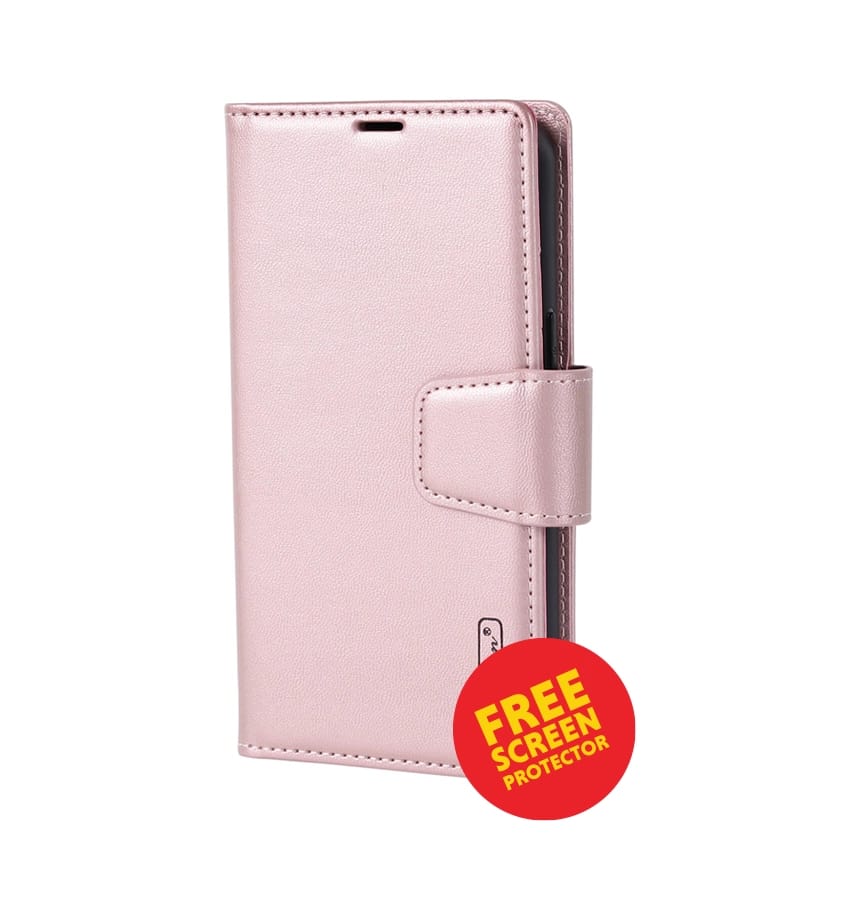 iPhone 17 Hanman Magnetic Detachable Leather Case – Rose Gold | Wireless Charging, Kickstand