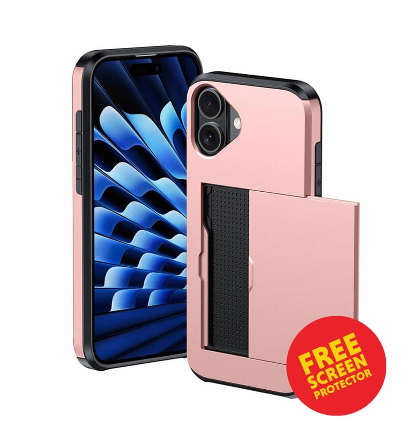 iPhone 17 Card Slide Case – Rose Gold | Slim Card Pocket, Smooth Slide Mechanism