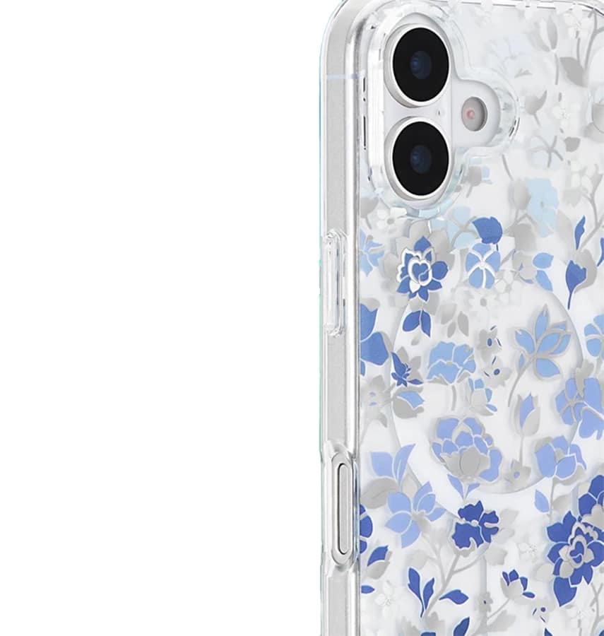 iPhone 17 MagSafe Case – Clear/Blue | Kate Spade 3D Floral Design, Scratch-Resistant, MagSafe Compatible