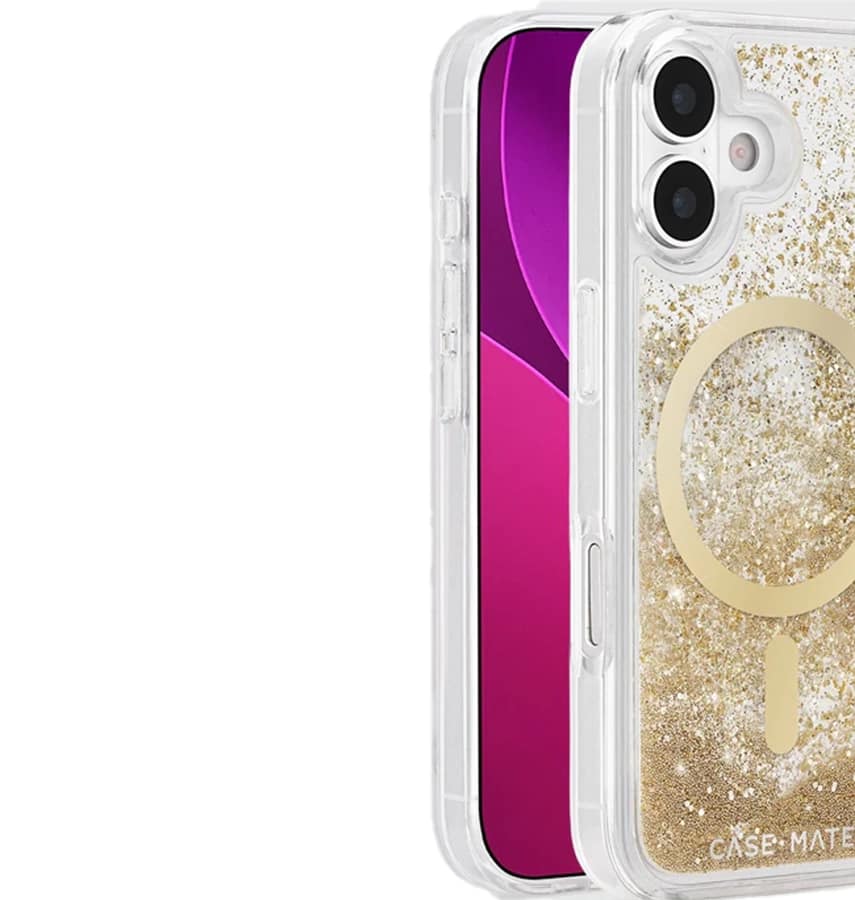 iPhone 17 Magsafe Case – Gold | Case-Mate Waterfall Holographic Finish, Liquid Glitter Effect, Wireless Charging